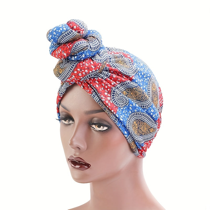 Boho Print Turban Cap Vintage Head Wrap Bandanas Stretchy Beanie Hat