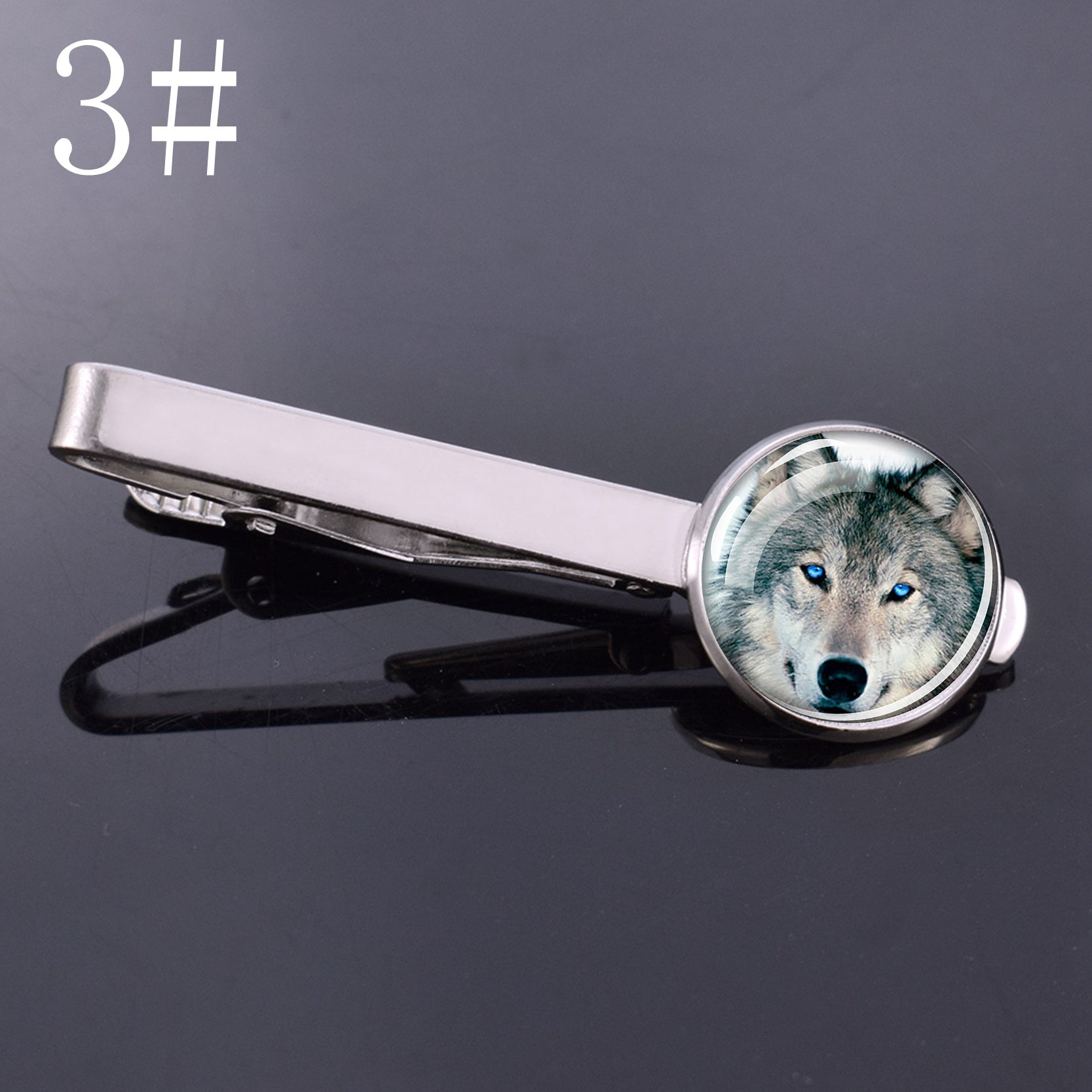 1pc Wolf Head Tie Clip Silver Metal Necktie Clip Suit Accessories Gift