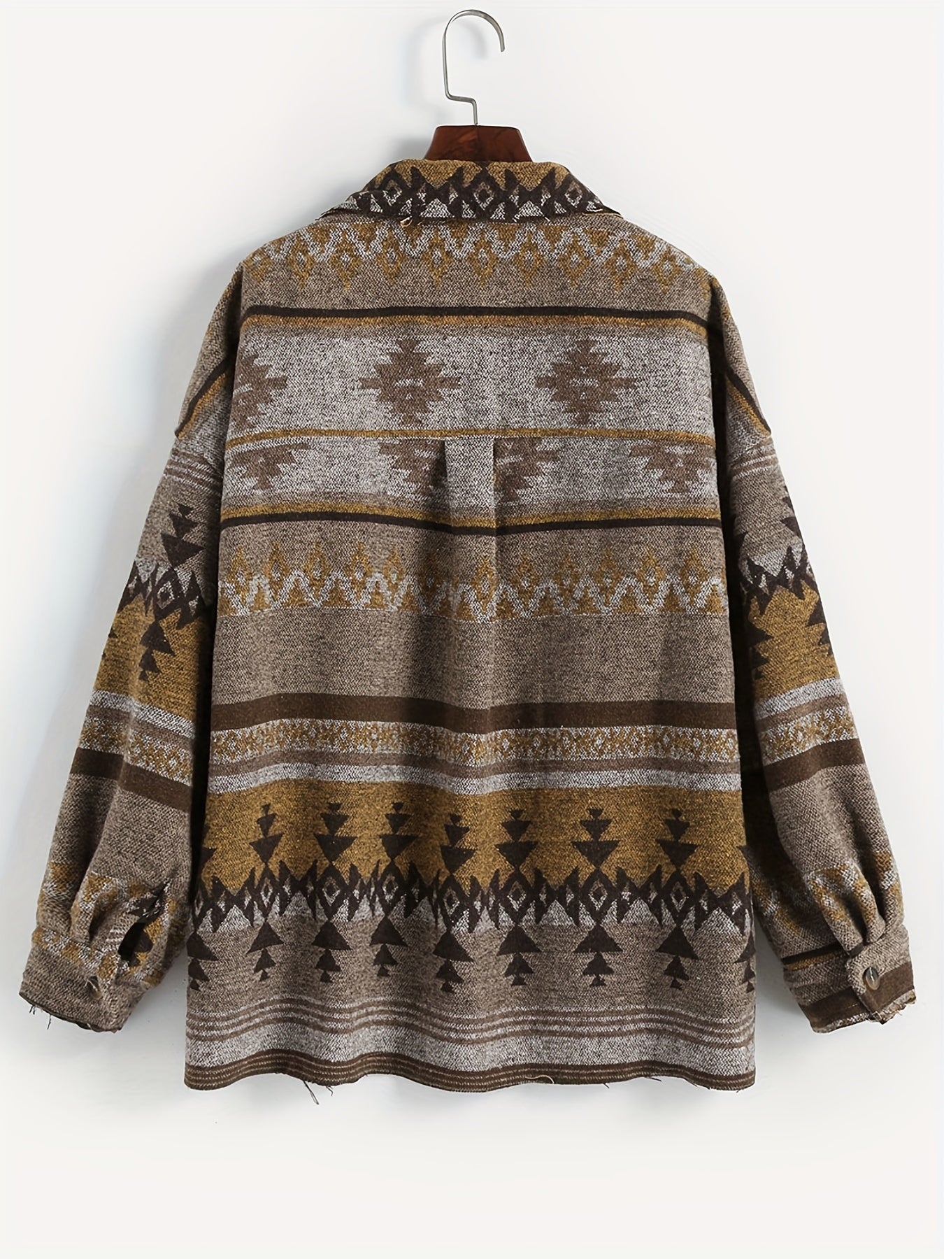 Graphic Print Flap Pockets Jacket for Fall & Winter
