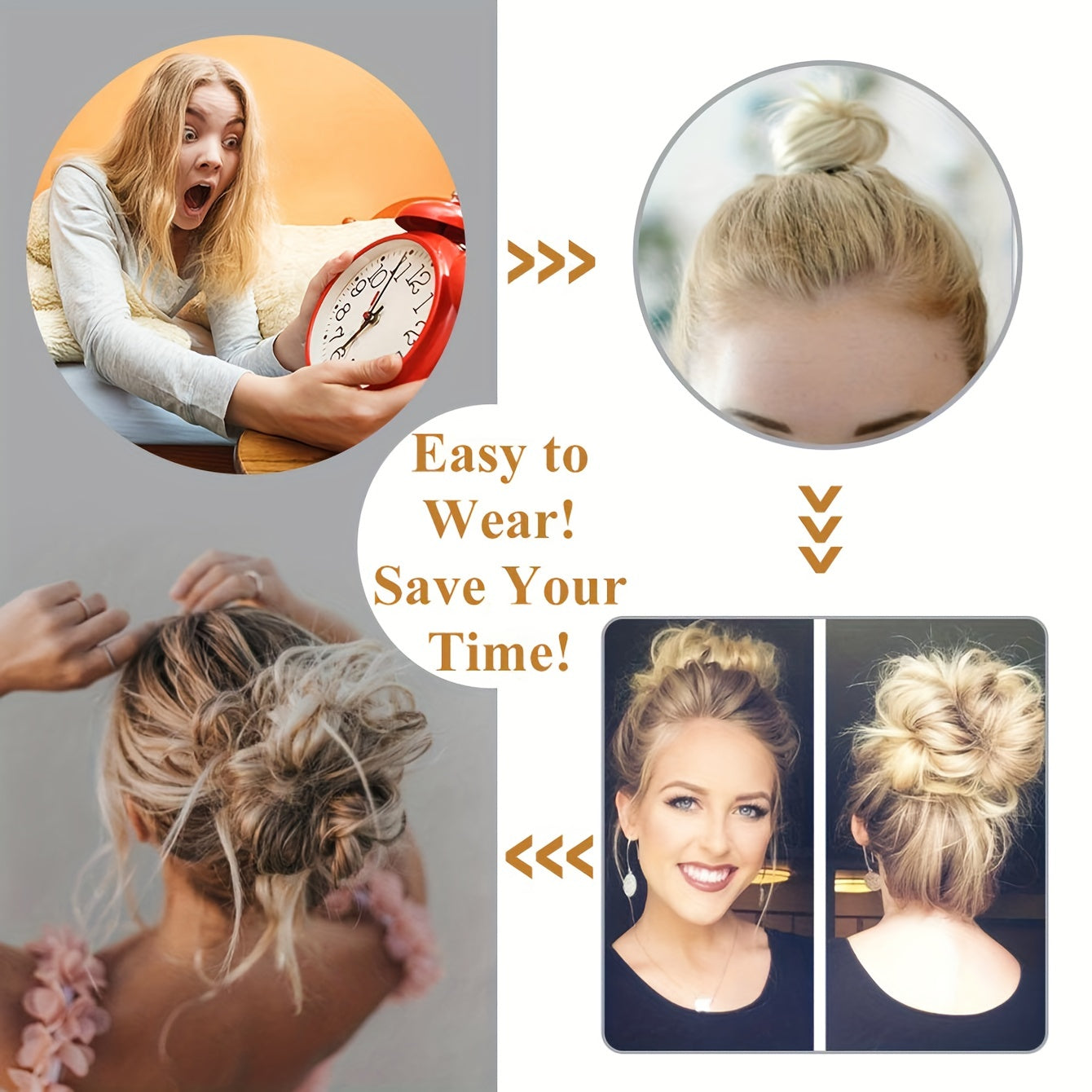 Messy Bun Hair Piece Extensions Elastic Band Ponytail Extensions