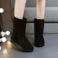 Women's Platform Snow Boots Round Toe Mid Calf Plush Winter Warm Shoes