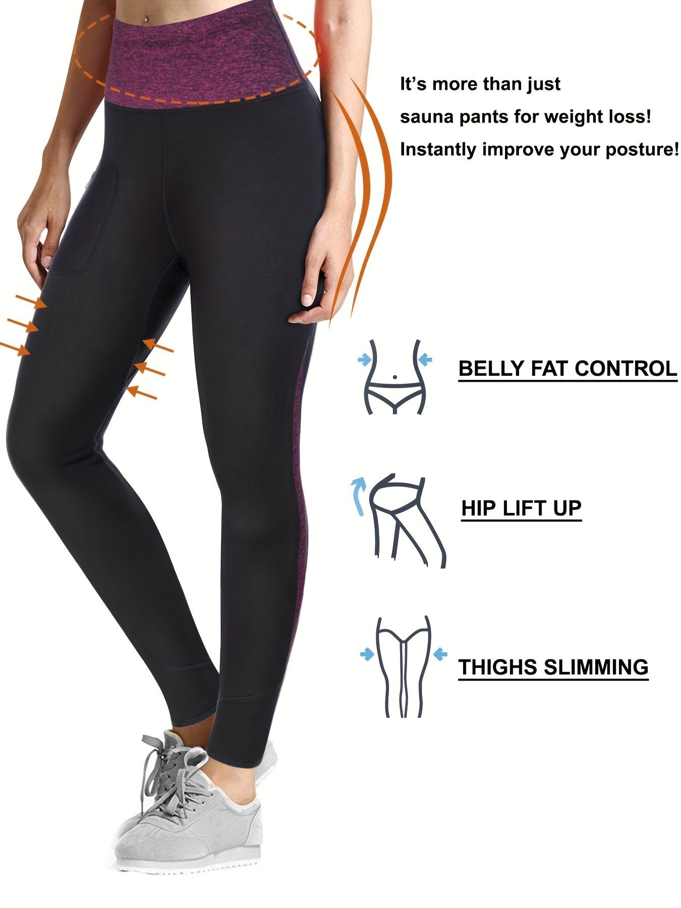High Waist Sauna Leggings Workout Pants With Zippered Pocket
