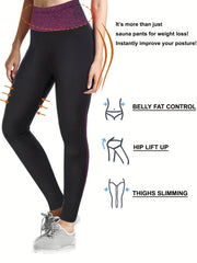 High Waist Sauna Leggings Workout Pants With Zippered Pocket