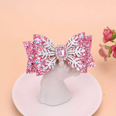 Snowflake Sequin Hair Bow Clip For Girls Kids