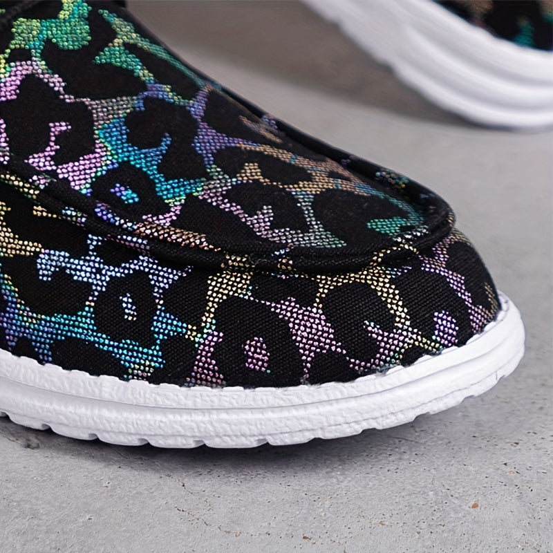 Leopard Pattern Low Top Sneakers Lightweight Casual Sport Flat Shoes
