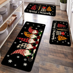 Christmas Gnome Santa Kitchen Mat Anti Slip Hallway Balcon Polyester Carpet