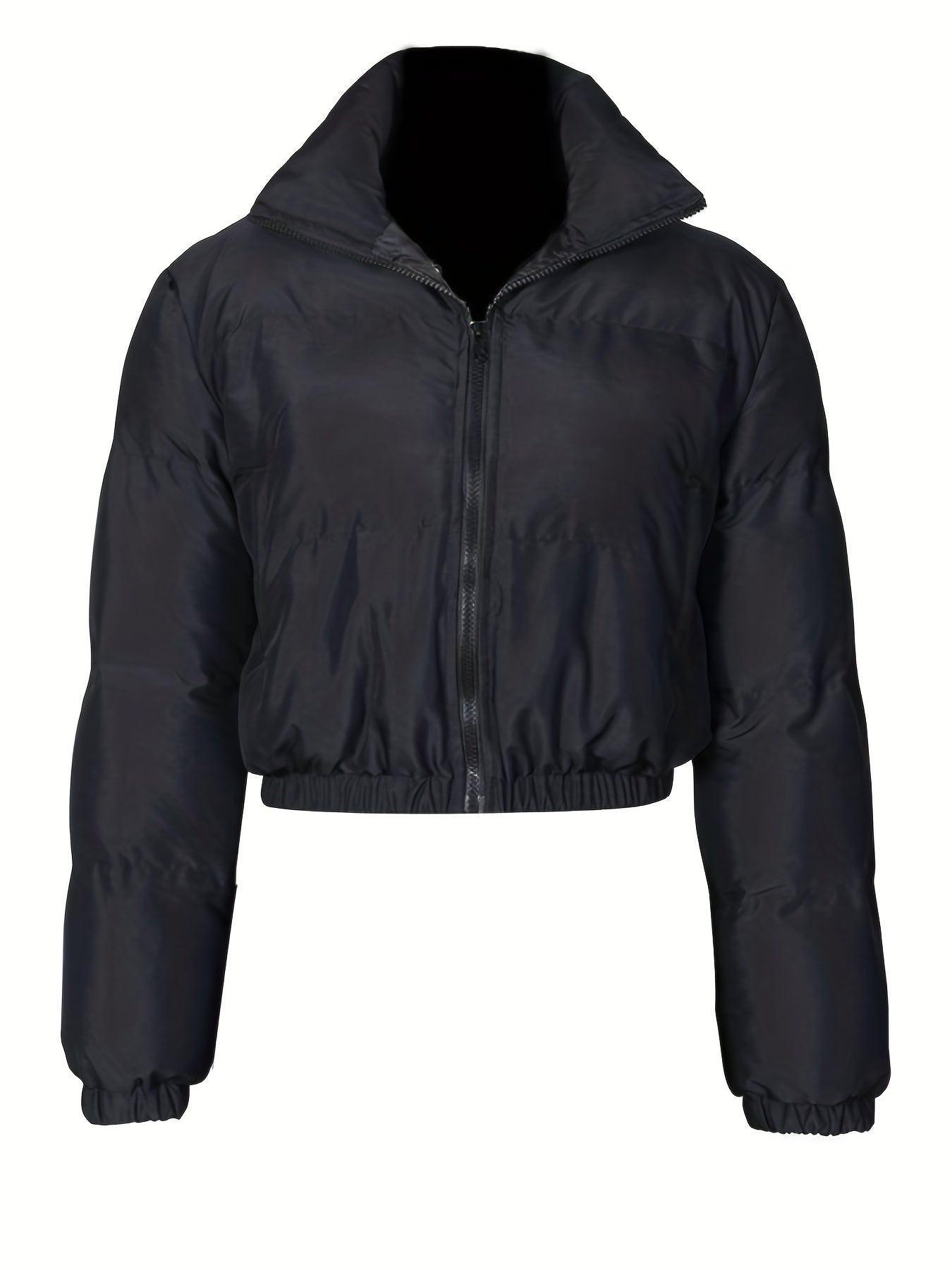 Zip Up Solid Parka Winter Warm Outerwear Women's Clothing