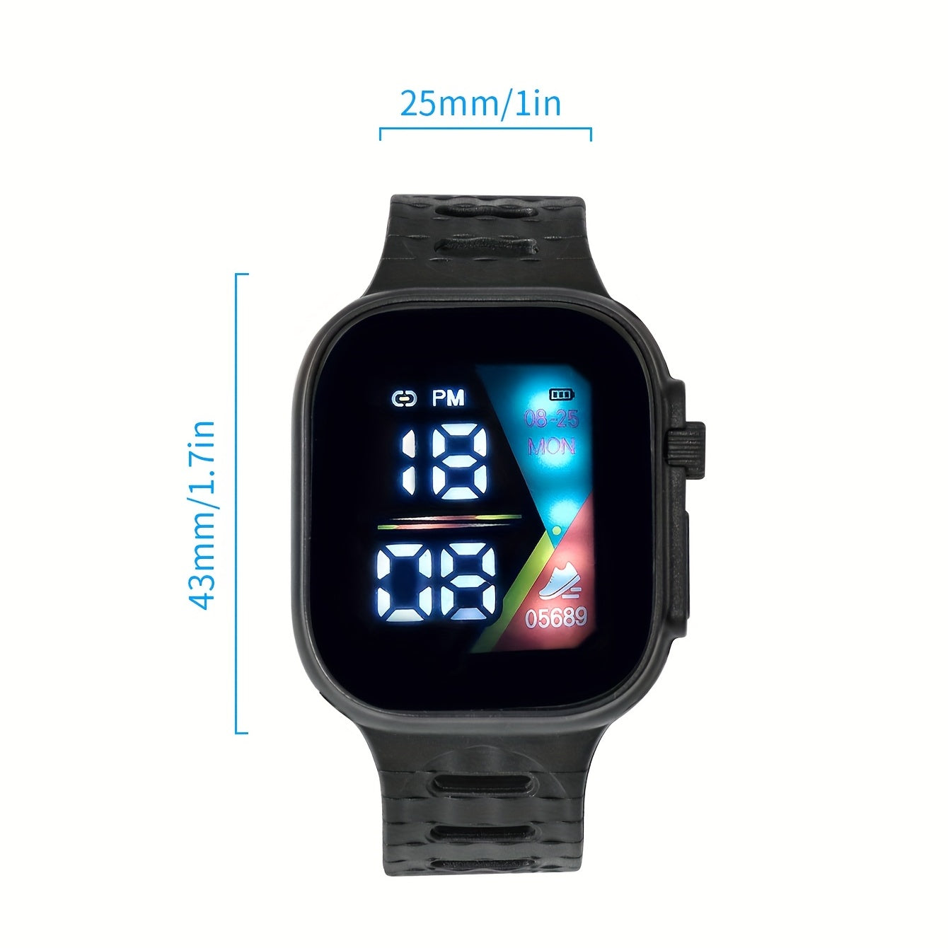 LED Digital Electronic Square Student's Smart Watch