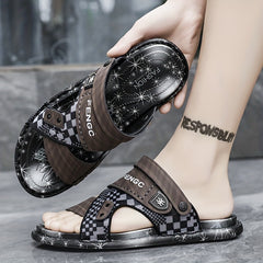Men's Open Toe Hook And Loop Sandals Non Slip Comfortable Beach Shoes Summer