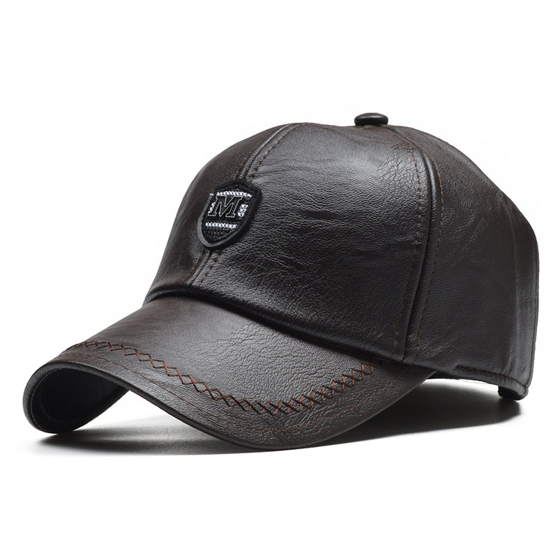 Men's Casual PU Leather Baseball Cap