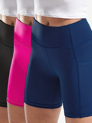 Sports Shorts High Rise Elastic Biker Shorts With Pockets