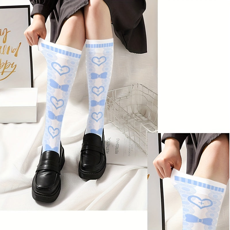 Bow Print Calf Socks Anime Cosplay Knee High Stockings