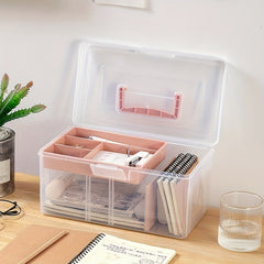 Girly Heart Desktop Storage Box With Adjustable Compartments