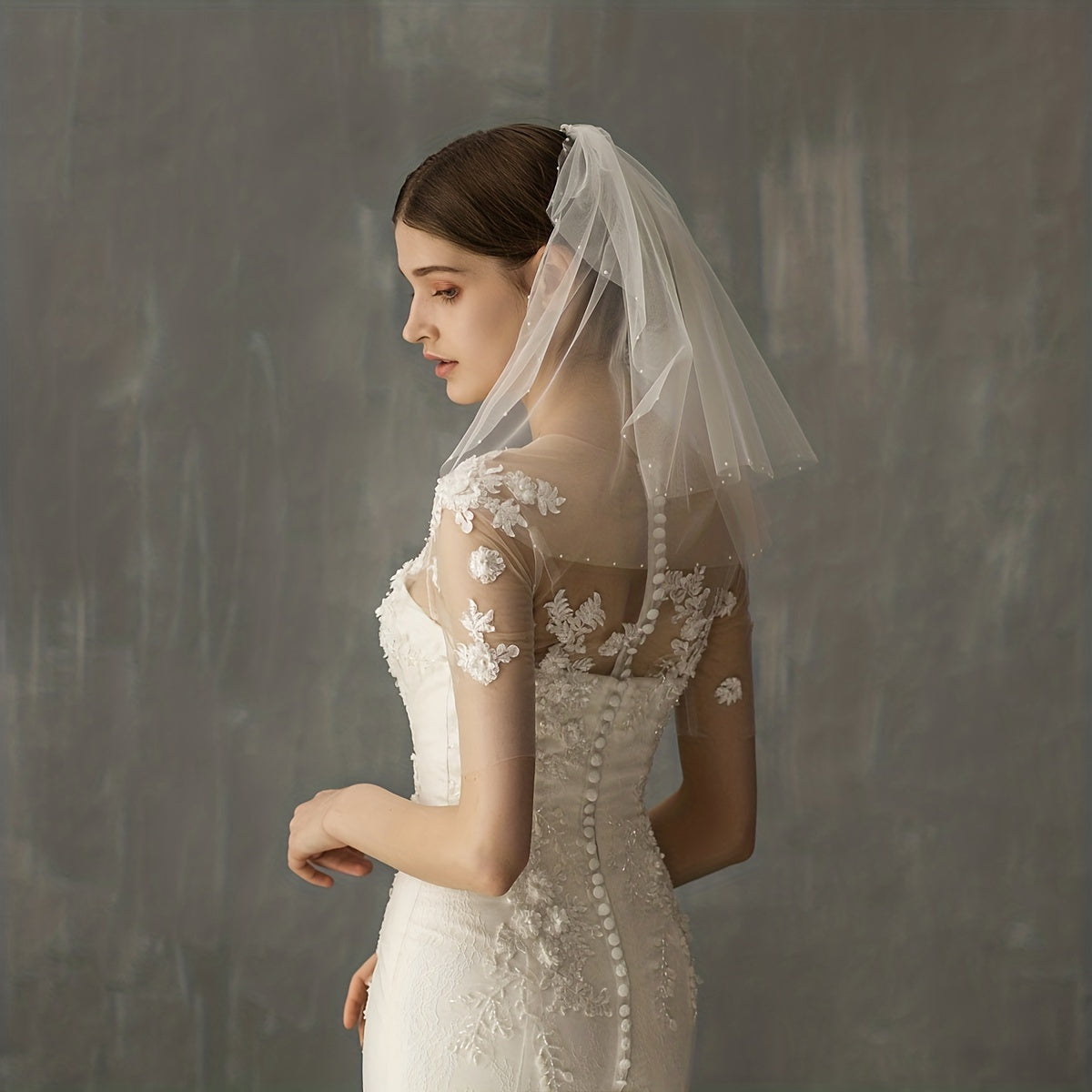 Double Layer Short Head Veil With Comb Mesh Veil Bridal Wedding Hair Accessories