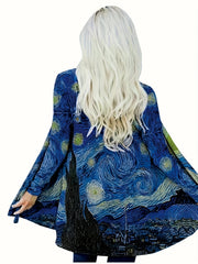 Painting Print Cardigan Long Sleeve
