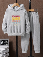 Boys Hooded Sweatshirt & Sweatpants Set, Size 2pcs, Outdoor Clothes