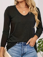 Solid Casual Crew Neck Long Sleeve Sweatshirt Women's Clothing