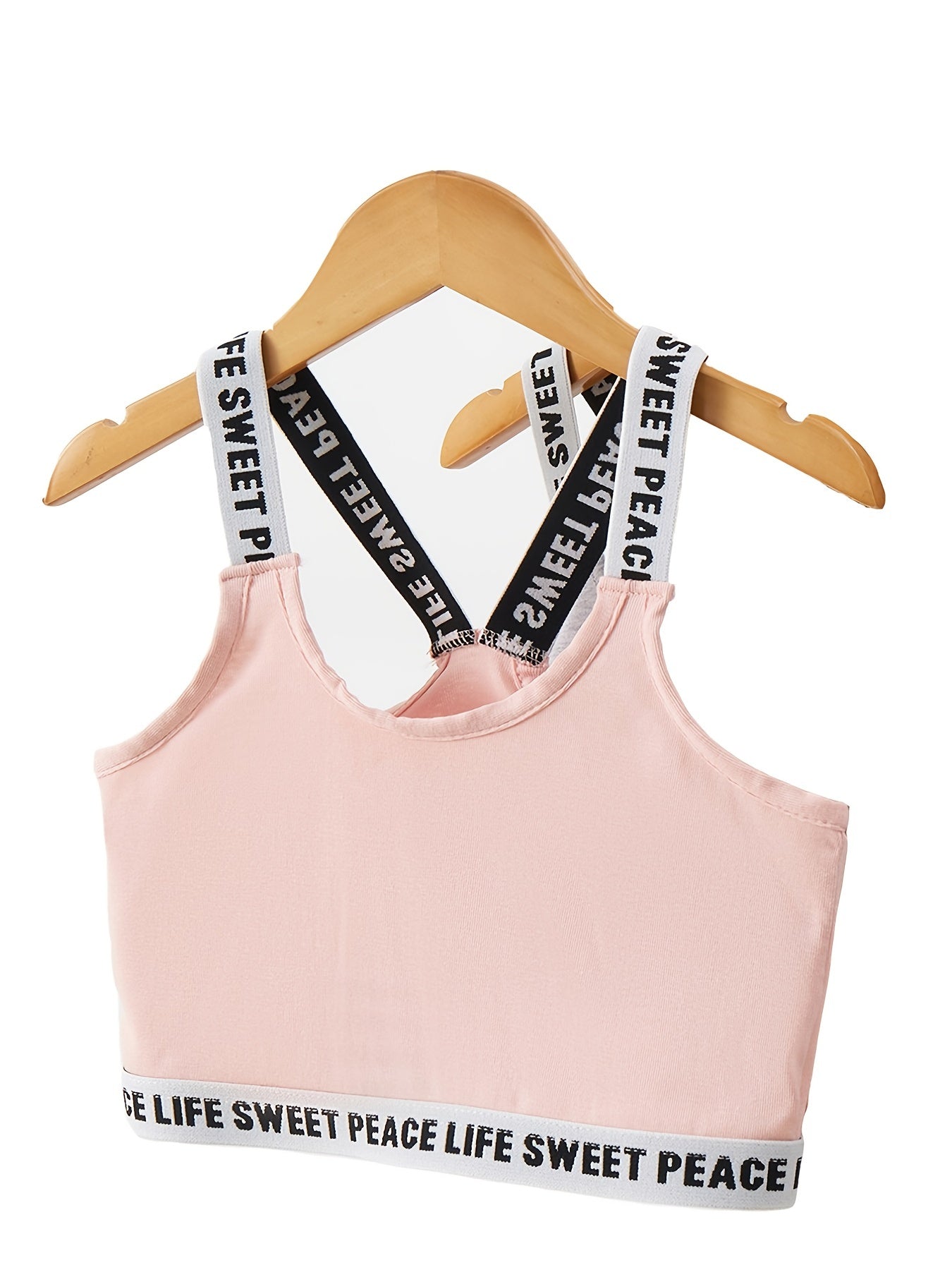 Girls Training Bra Stretchy Alphabets Sports Bralette Sleeveless Crops