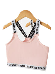 Girls Training Bra Stretchy Alphabets Sports Bralette Sleeveless Crops