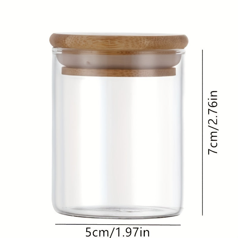 12pcs Glass Storage Jar Candy Jars With Lids Food Container Airtight Bamboo Lid