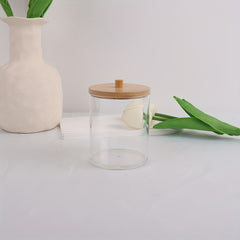 Bamboo Lid Cylinder Acrylic Storage Box