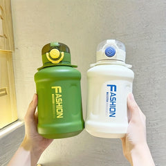 Stainless Steel Sports Water Bottle with Straw and Strap