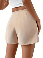 High Waist Button Detail Casual Shorts