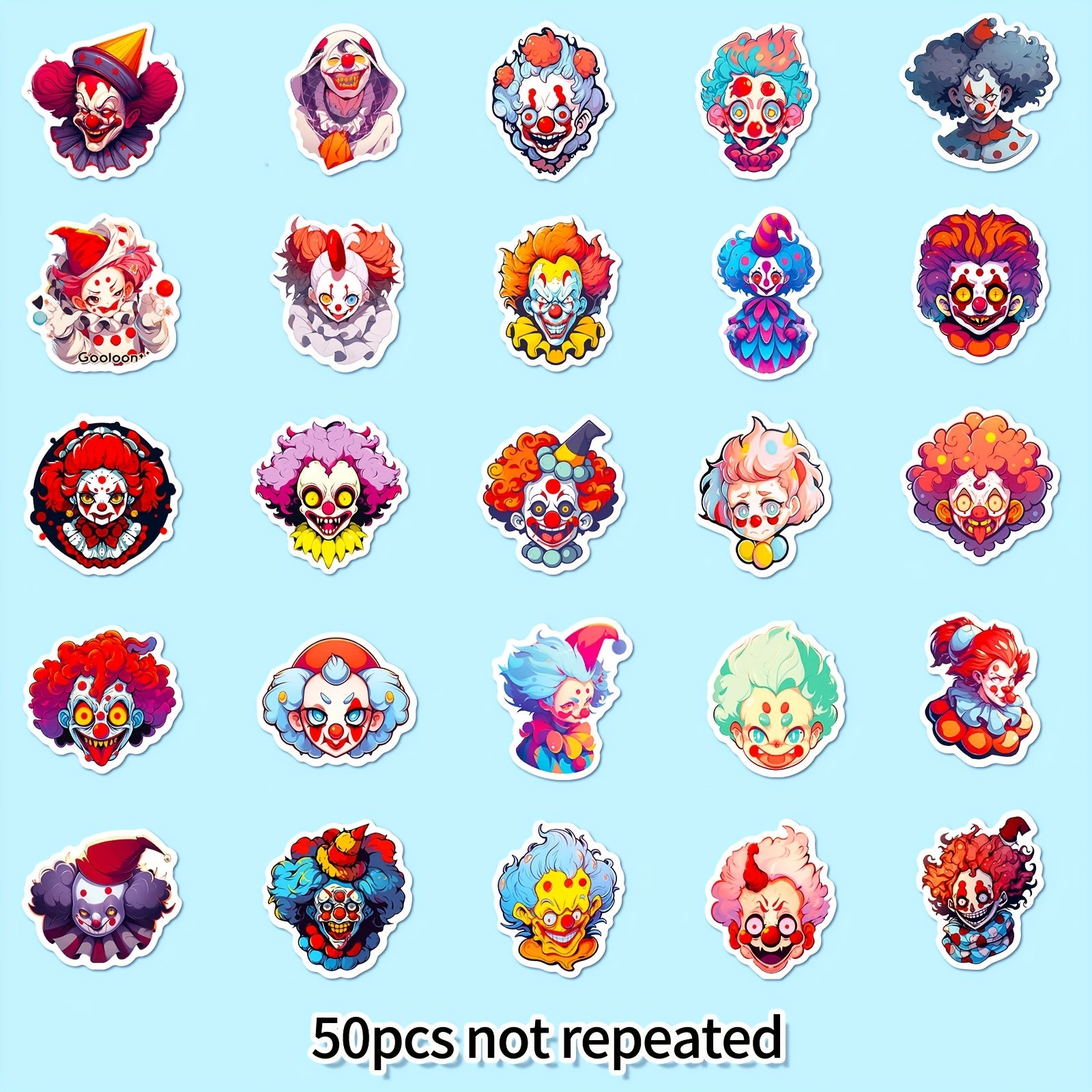 Macabre Circus Clown Stickers for Street Culture Enthusiasts