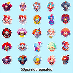 Macabre Circus Clown Stickers for Street Culture Enthusiasts