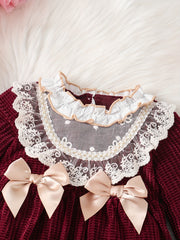 Toddler Baby Girls Lace Trim Bow Puffy Princess Dress