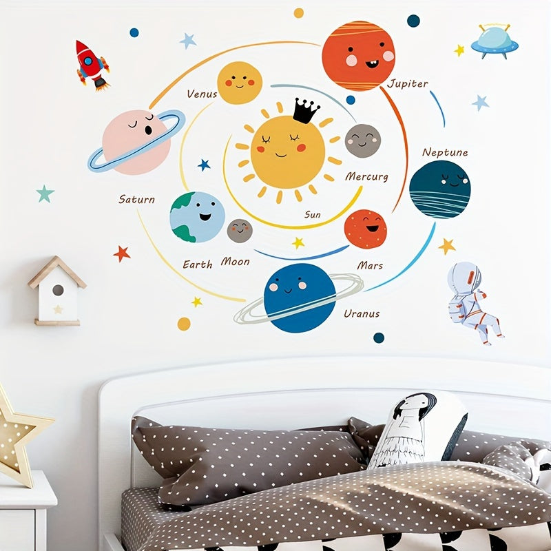 Solar System Cartoon Stickers Waterproof Vinyl Wall Decoration