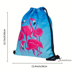 Flamingo Gym Drawstring Bag Lightweight for Yoga Fitness Swimming