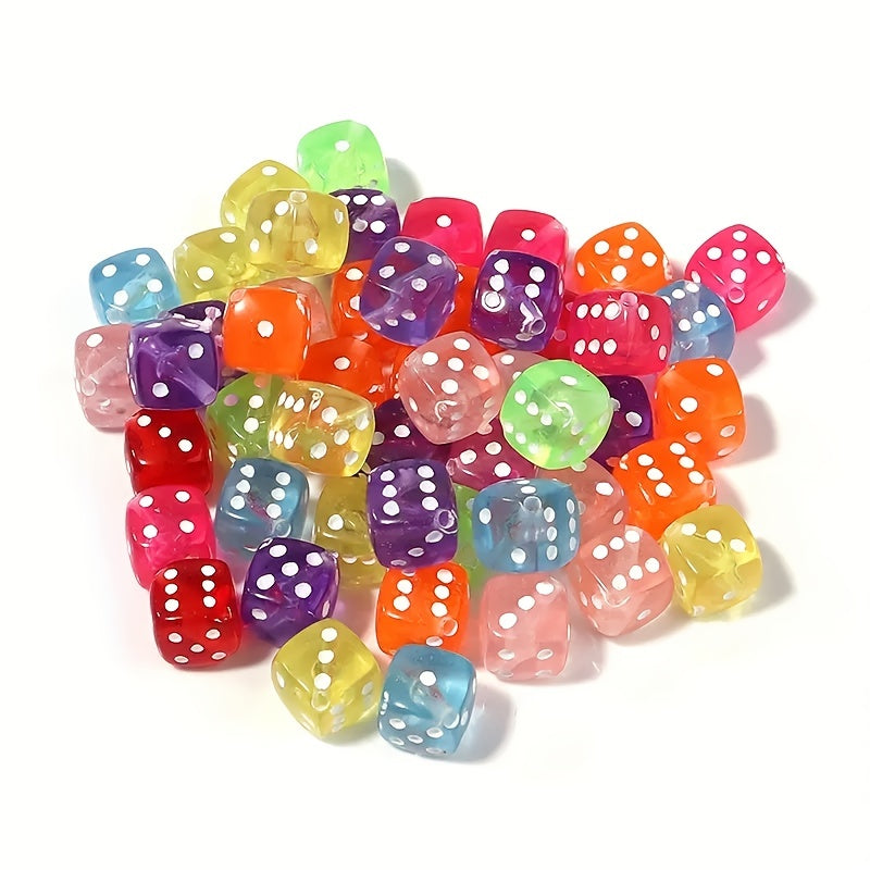 30pcs 8mm Colorful Dice Acrylic Beads for DIY Jewelry Making