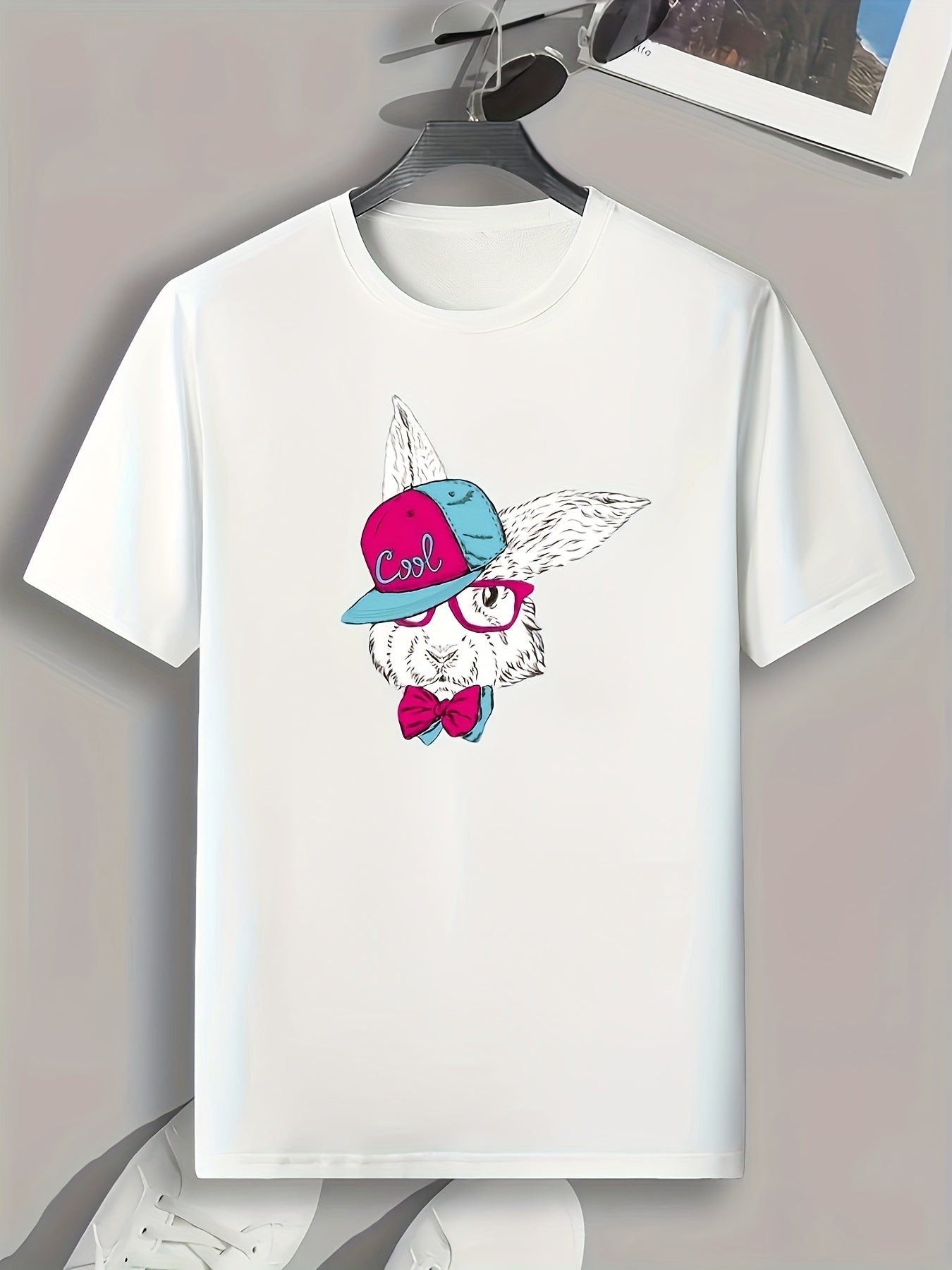 Rabbit Print Men's Comfy T shirt Outdoor Summer Tee