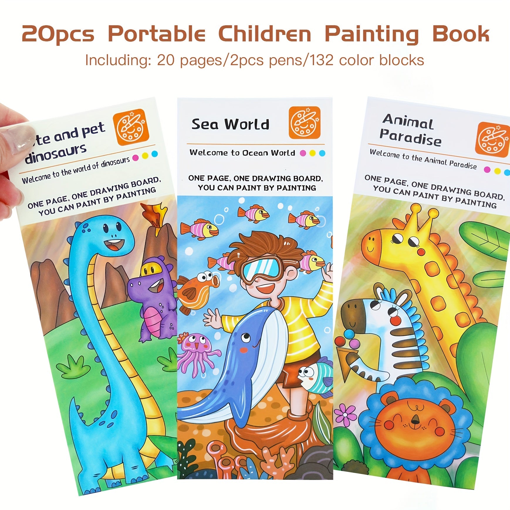 20pcs Portable Watercolor Painting Book Set for Kids 3-5 Years