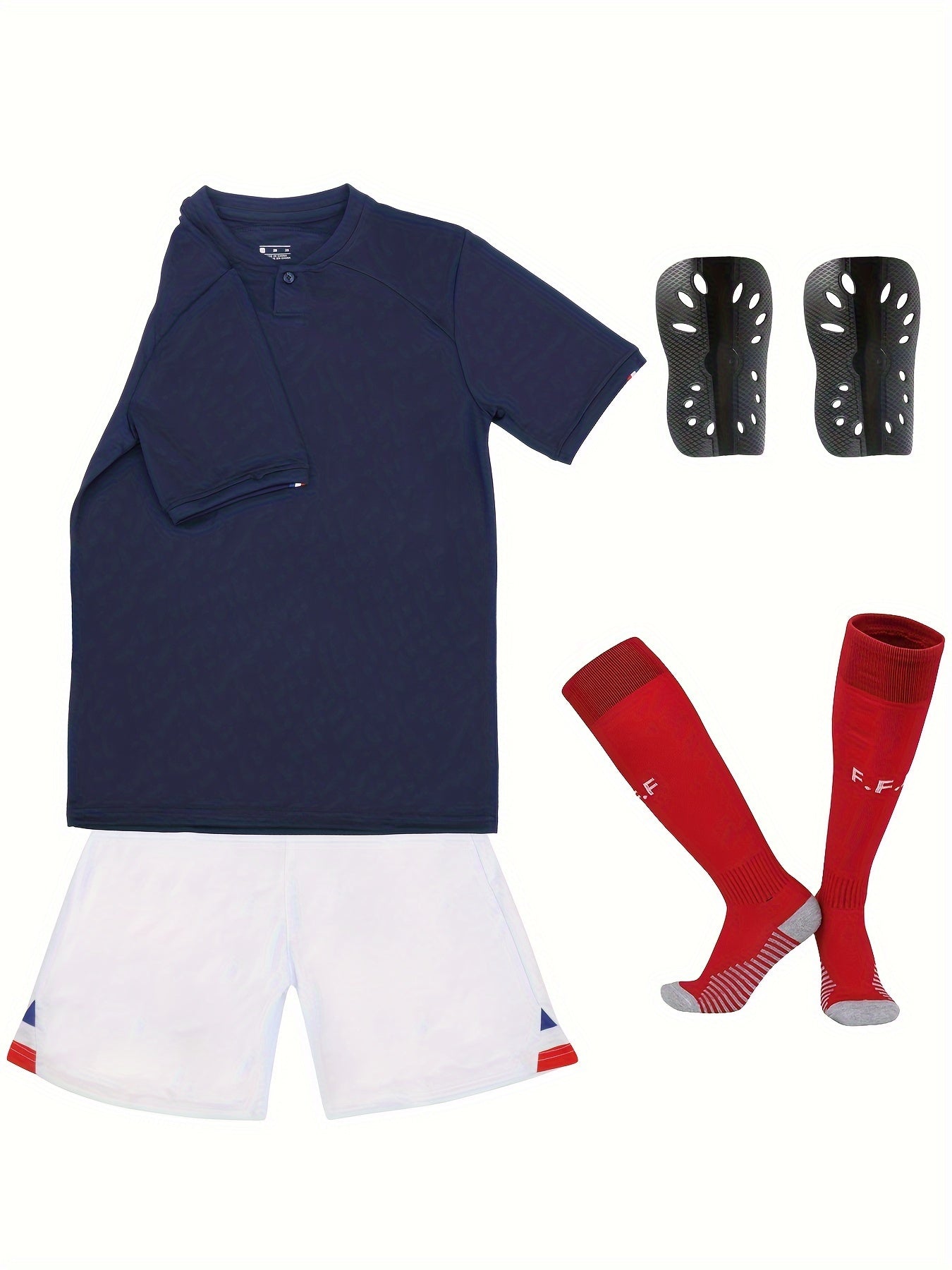 4 Pcs Quick Dry Soccer Kids Boys Jersey & Shorts & Socks & Knee Pads