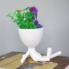 1pc Sitting Figure Vase Flowerpot Artificial Flowers Succulent Flowerpot