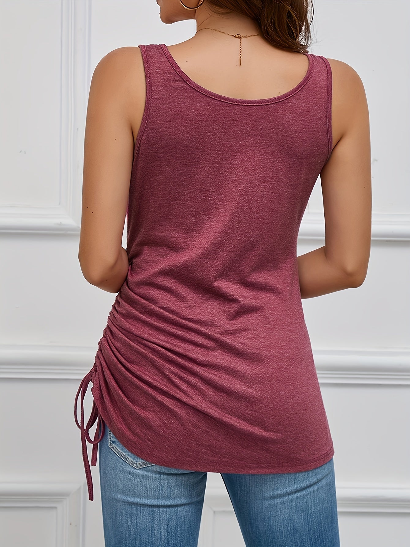 Women's Sleeveless Drawstring Tank Top for Spring & Summer