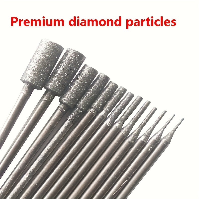 13pcs Cylinder Shape Diamond Burr Set for Rotary Tool
