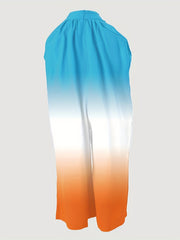 Plus Ombre Print Halter Neck Wide Leg Jumpsuit