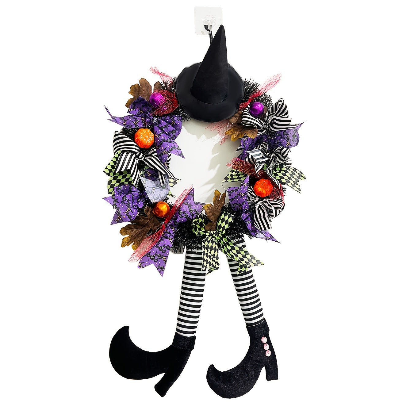 Halloween Witch Wreath Harvest Wizard Door Hanging