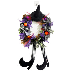 Halloween Witch Wreath Harvest Wizard Door Hanging