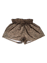 Leopard Print Shirred Waist Shorts for Women