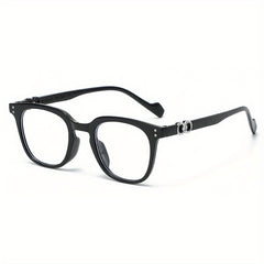 Men's Retro Square Frame Anti-Light Glasses with Anti-Press Box