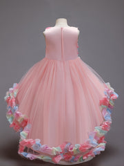 Girls Princess Dress Flowers Mesh Tutu Dress Performance Dress
