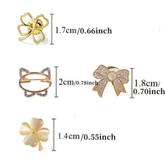 Four Leaf Clover Brooch Metal Lapel Strap Pin Fixed Lucky Clover Bow Knot Pin