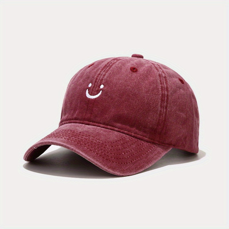Smile Face Embroidered Adjustable Baseball Cap for Outdoor Sport