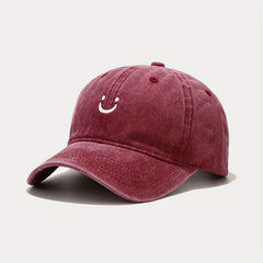 Smile Face Embroidered Adjustable Baseball Cap for Outdoor Sport