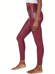 PU Leather High Waist Leggings Women's Clothing