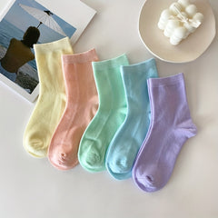 Girls Kids Casual Plain Socks Breathable Comfy Crew Socks